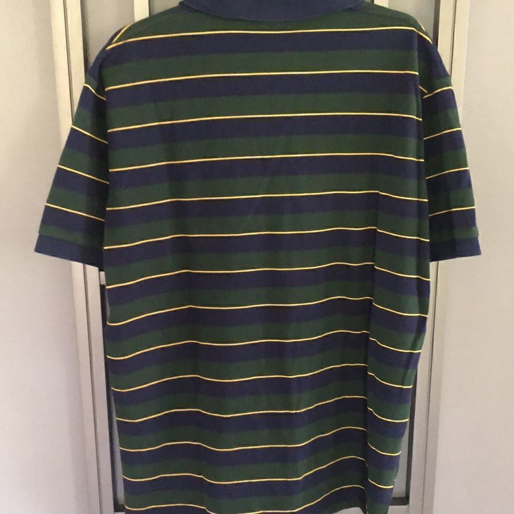 Vintage polo Ralph Lauren green and navy striped short sleeve shirt size l - Picture 5 of 6
